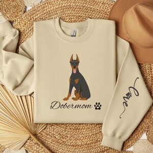 Doberman sweatshirt, Doberman mom, Doberman dog lover sweatshirt, Sand crewneck