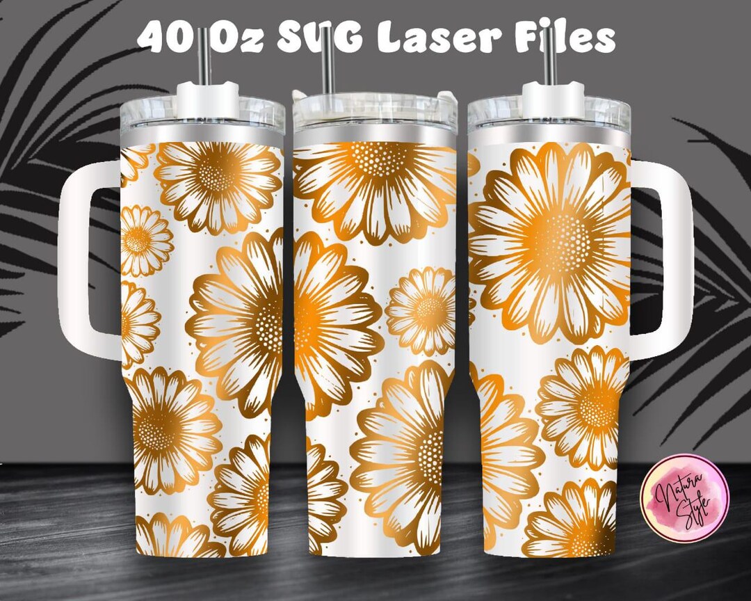 Daisy Flower 40 Oz Tumbler Laser SVG File Seamless Tumbler Design ...