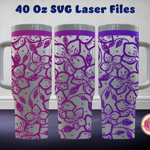 Seamless Orchid 40 Oz Tumbler Laser SVG File Seamless Tumbler Design, Seamless Orchid Laser Engrafed Full Wrap
