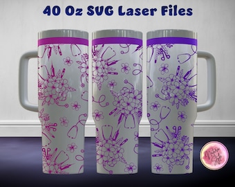 Nurse  40 Oz Tumbler Laser SVG File Seamless Tumbler Design, Nurse Laser Engrafed Full Wrap