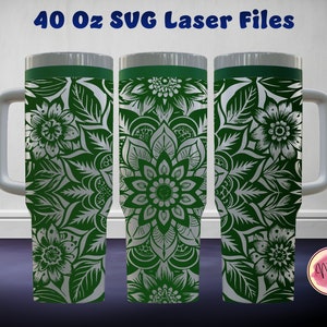 Mandala V3 40 Oz Tumbler Laser SVG File Seamless Tumbler Design, Mandala V3 Laser Engrafed Full Wrap
