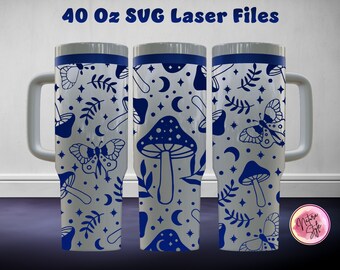Patrón de setas 40 Oz Vaso Láser SVG Archivo Diseño de vaso sin costuras, Patrón de setas Grabado con láser Envoltura completa