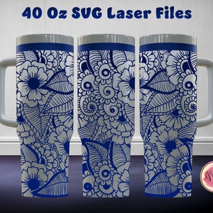 Mandala 40 Oz Tumbler Laser SVG File Seamless Tumbler Design, Mandala Laser Engrafed Full Wrap