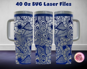 Mandala 40 Oz Becher Laser SVG-Datei Nahtlose Becher Design, Mandala Laser graviert Full Wrap