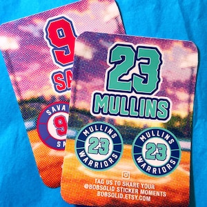 Personalized Baseball & Softball Sticker Set | Helmet Sticker + Bat Knob Combo | Custom Name and Number