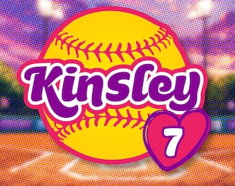 Personalized Softball Helmet Sticker: Custom Name & Number, Weatherproof Vinyl