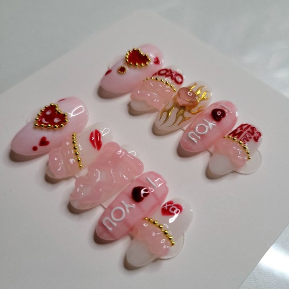 Enhypen Romance Untold Nails | Enhypen XO Nail Inspo | Kpop Nails | Enhypen Nails | Medium Length Nails | Kpop Nail Art | Kpop Nail Inspo