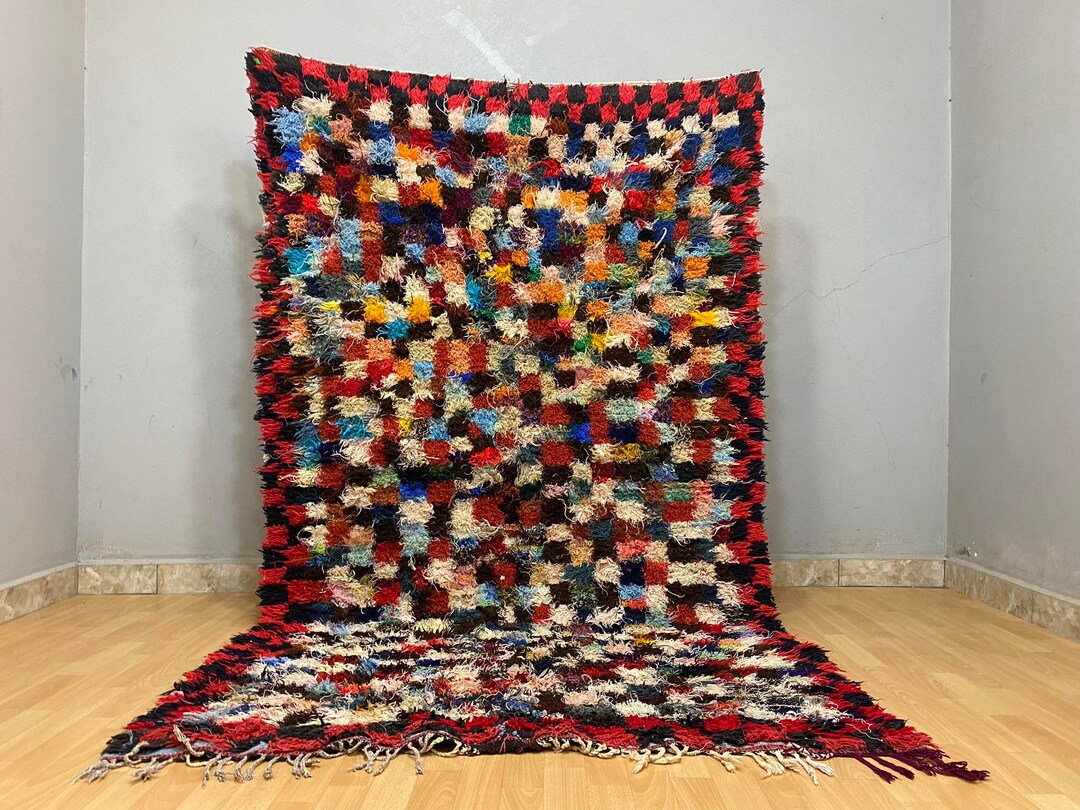 Velvet Rag Rug Boho Chic Velvet Carpet Anti-slip, Machine Washable, Neutral ...