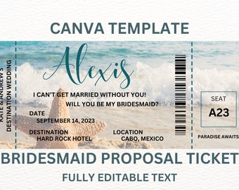 Destination Beach Wedding Bridesmaid Proposal Airline Ticket