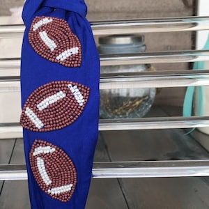 Football Seed Beaded Team Spirit Top Knot Headband