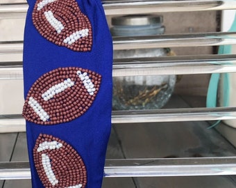 Football Seed Beaded Team Spirit Top Knot Headband