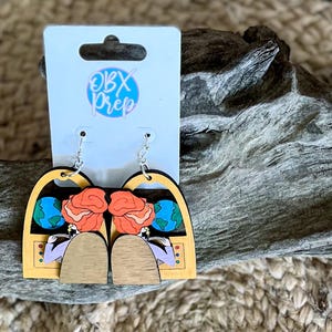 Ms. Frizzle Magic School Bus Earrings – Hand Painted Outer Space Teacher Gift – Whimsical & Nostalgic Dangle Earrings
