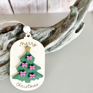 Personalized Christmas Tree Coquette Style with Custom Name Bows Ornament - Family Gift, Staff Members, Friends Gift