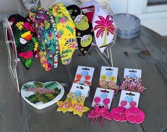 244. The Tropical Leaf Beaded Headband BEADED TROPICAL LEAVES Baby Headband, Flower Girl Flapper  main image 3