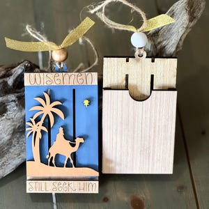 Wijze mannen zoeken hem nog steeds Handgeschilderde pallet Cadeaukaart kerstornament