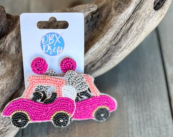 Pink Golf Cart Earrings Pink Golf Cart Earrings