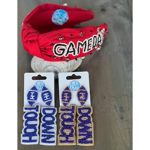 Voetbal touchdown met zaadkralen bungeloorbellen