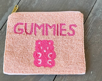 Monedero de monedas con cuentas de gomitas, bolsa de cuentas de semillas, bolsa de maquillaje