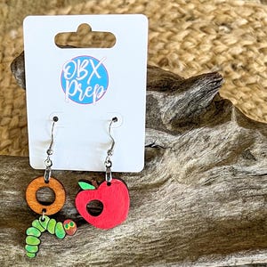 The Very Hungry Caterpillar Hand-Painted Birch Earrings – Handmade in the OBX
