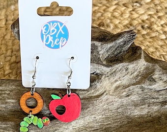 The Very Hungry Caterpillar Hand-Painted Birch Earrings – Handmade in the OBX