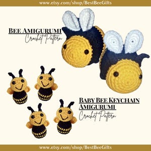 Easy Amigurumi Bee Crochet Pattern | 2in1 Crochet Pattern | Beginner Friendly | Baby Bee Keychain Pattern | No Sew Amigurumi | PDF Download
