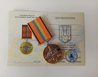 Medaglia del 35° anniversario di Chernobyl – Omaggio ucraino con documento