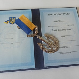 Medalla y diploma patrióticos de Ucrania - Colección Honor y Gloria. hecho en Ucrania