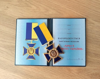 Ukrainische Patriot Cross Medal mit Dokument