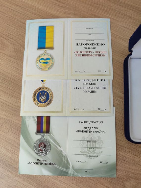 Ukrainian Award Medals Set, Volunteer & Faithful Service, With