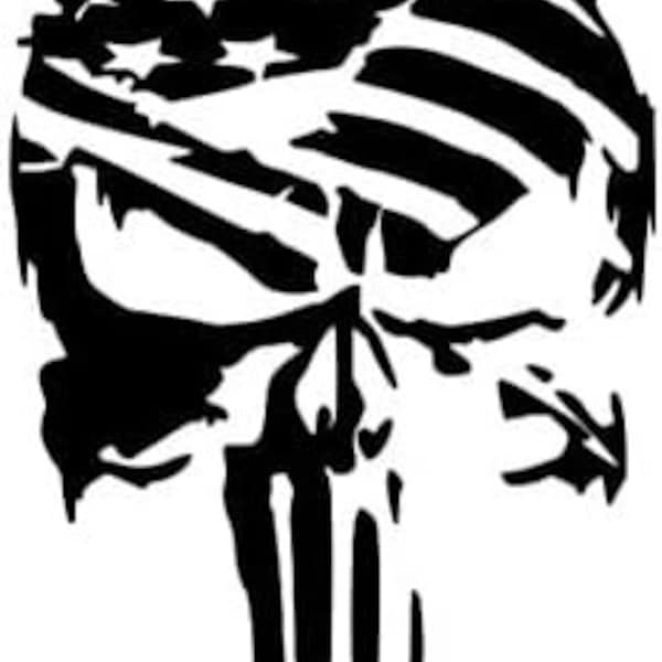 American Flag Punisher Skull Vinyl Decal\ Saddlebags Decal Sticker 8"x11"