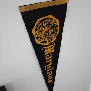 VTG University of Maryland Wall Pennant. 1940&#39;s Vintage College Pennant, Antique Fanfare, Hanging Wall Art.