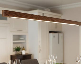 Handcrafted Wood Linear LED Pendant Light , Scandinavian Minimalist Chandelier