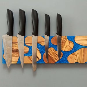 Magnetic Epoxy Resin Knife holder, Olive Wood Knife Holder,Epoxy Knife Block, Knife Block, Magnetic Knife Rack, Housewarming Gifts,