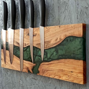 Magnetic Knife Holder, Magnetic Knife Rack, Epoxy Knife Holder, Resin Knife Holder, Olive Wood Knife Holder, Wooden Knife Rack, Knife Block,