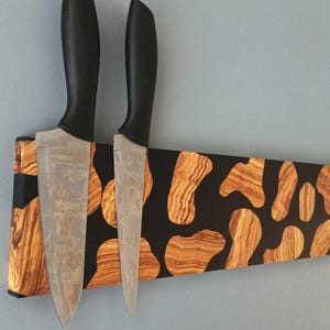 Magnetic Epoxy Knife Holder, Olive Wood Knife Holder,Epoxy Knife Block, Knife Block, Magnetic Knife Rack,Chef Gifts,Anniversary Gift