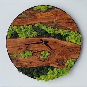 Made to Order Unique Wall Clock, Moss wall art, Moss Wall Clock, Wood Wall Art, Wooden Wall Clock, Unique Wall Art,