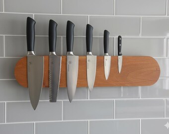 Live Edge Olive Wood Magnetic Knife Holder: Kitchen Knife Rack
