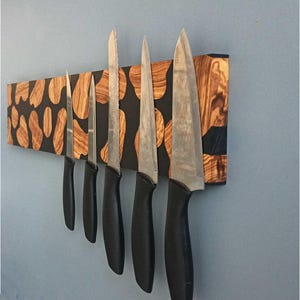 Magnetic Epoxy Knife Holder, Olive Wood Knife Holder,Epoxy Knife Block, Knife Block, Magnetic Knife Rack,Housewarming Gifts,Anniversary Gift