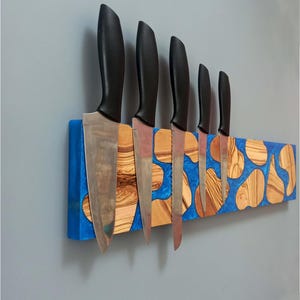 Magnetic Epoxy Knife holder, Olive Wood Knife Holder,Epoxy Knife Block, Knife Block, Magnetic Knife Rack, Housewarming Gifts,