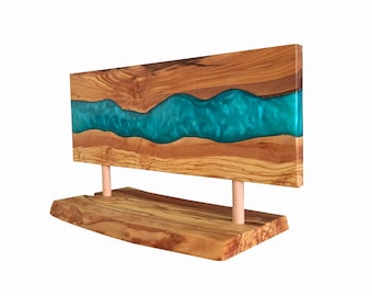 Epoxy Resin Olive Wood Magnetic Knife Stand; Handmade Kitchen Organiser, FREESHIPPING
