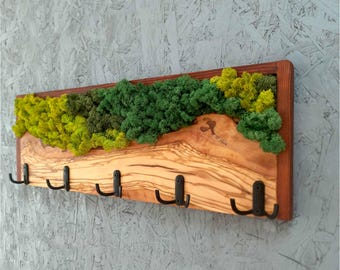 Moss & Olive Wood Coat Rack: Rustic Wall Mounted Hanger