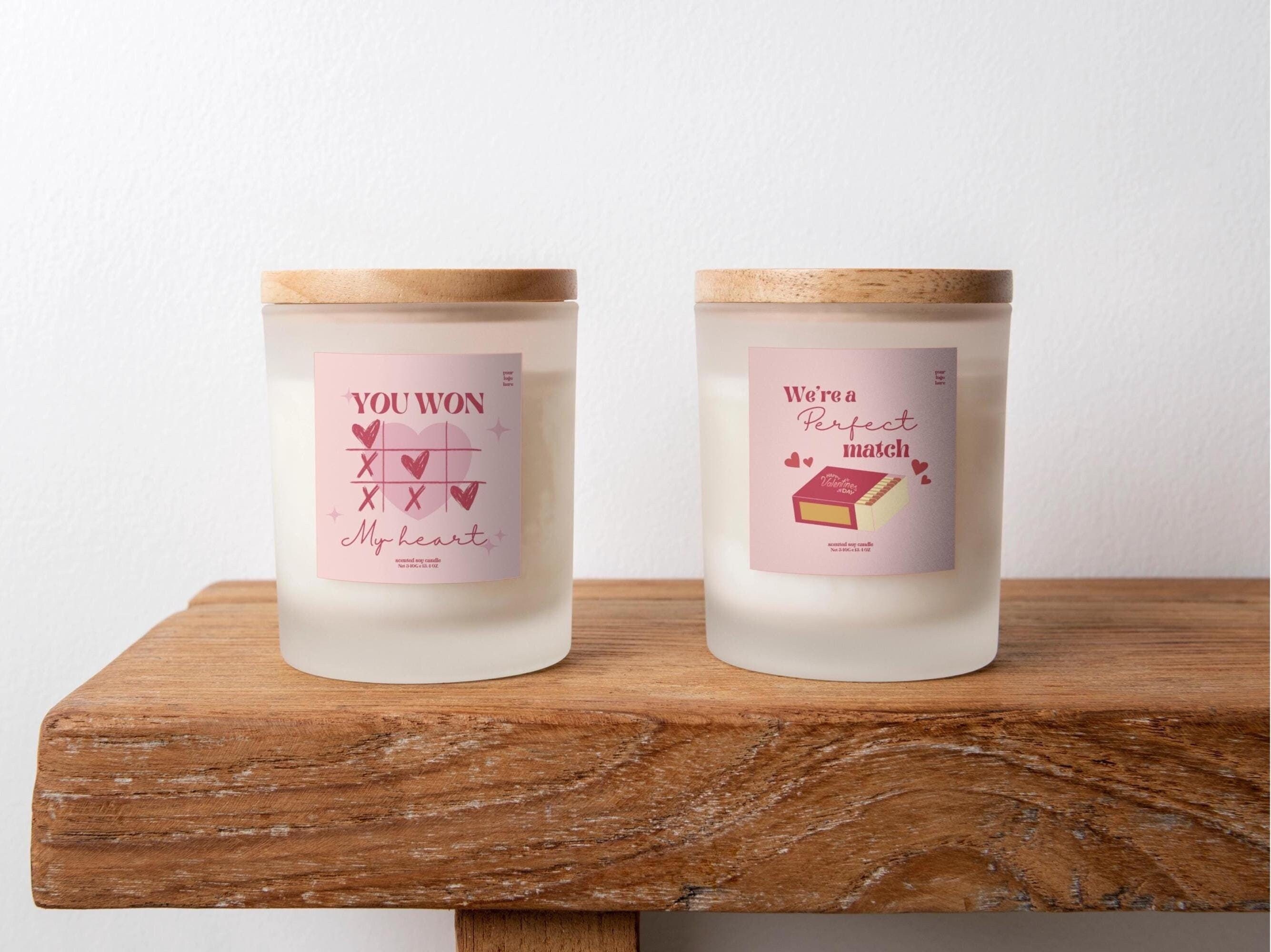 Valentine Candle Label Design Editable Modern Candle Jar Label Custom DIY Candle Product Label Editable Valentine's Day Candle Label