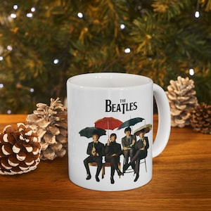 The Beatles With Umbrellas Mug | The Beatles Fan Gift | Unique Beatles Cup | Iconic Beatles Pictures | Perfect Gift For Music Fans
