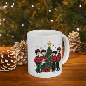 Taza de Feliz Navidad de los Beatles / Taza de música navideña / Taza de Navidad de los Beatles / Taza de regalo navideño / Taza navideña de los Beatles / Música navideña imagen 1