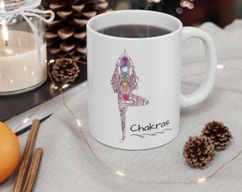 Chakra Alignment Mug, Chakra Harmony Mug, Meditation Mug, Chakra Energy Mug, Balance And Energy Mug, Enlightenment Mug, Chakra Map Mug