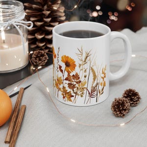 Dried Flowers Mug | Ceramic | Botanical Tea Mug | Nature Floral Mug | Botanical Coffee Mug | Boho Chic Cup | Wildflower Tea Mug