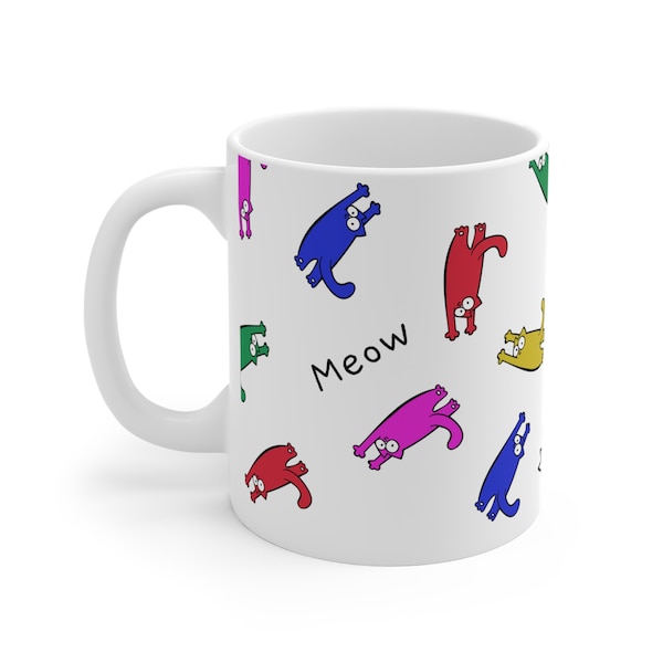 Kitty Cat Mug, Kitty Lovers Cup, Meow Mug, Curious Cat Mug, Playful Pawa Mug, Animals Mug, Gift For Kids, Feline Fun Mug, Miaow Miaow Mug