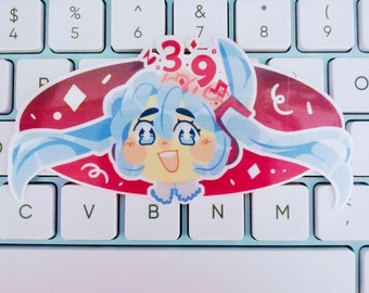 Pegatina de Hatsune Miku Chibi de Vocaloid con cerebro grande