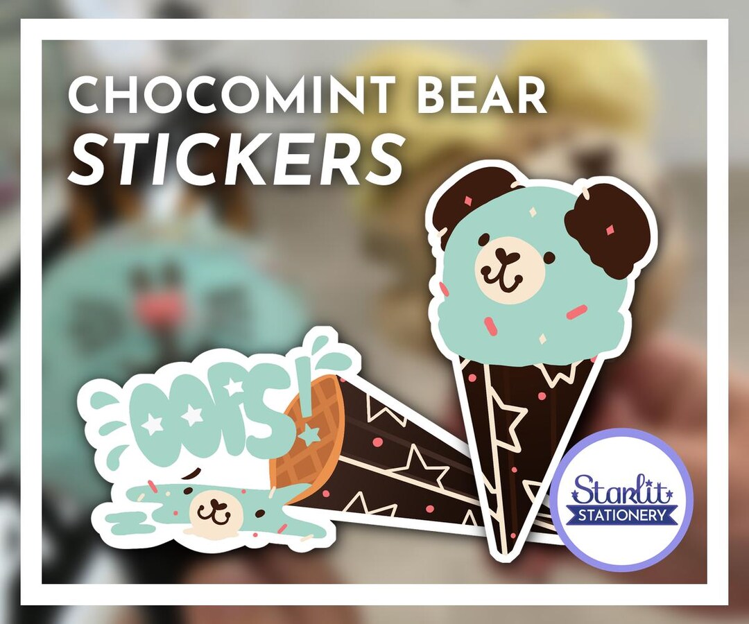 Gelato Ice Cream Chocomint Kawaii Cute Sticker - Etsy