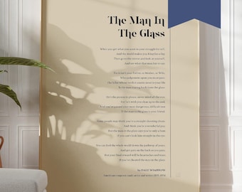 Man In The Glass Print, Dale Wimbrow Poem, Self-Improvement Wall Art, Motivational Poster | Framed, Unframed or Canvas